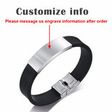 Men's Silicone Bracelet with Stainless Steel ID Tag