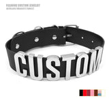 Wide Pu Leather Choker Collar Name Necklace For Women