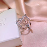 Silver Intertwined Lines Rings for Women Platinum Plated S925 Stamp