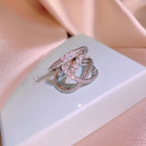 Silver Intertwined Lines Rings for Women Platinum Plated S925 Stamp