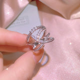 Silver Intertwined Lines Rings for Women Platinum Plated S925 Stamp