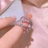 Silver Intertwined Lines Rings for Women Platinum Plated S925 Stamp