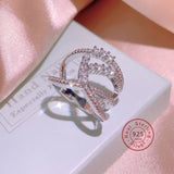 Silver Intertwined Lines Rings for Women Platinum Plated S925 Stamp