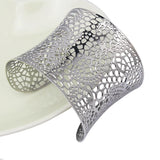 Wide Steel Cuff Bangle Silver Geometric Body Jewelry Women