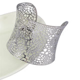 Wide Steel Cuff Bangle Silver Geometric Body Jewelry Women