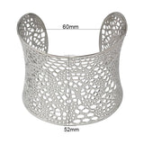 Wide Steel Cuff Bangle Silver Geometric Body Jewelry Women