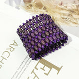 Dark Purple Wood Beads Cuff Bracelet for Women