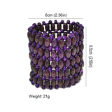 Dark Purple Wood Beads Cuff Bracelet for Women