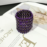 Dark Purple Wood Beads Cuff Bracelet for Women