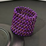 Dark Purple Wood Beads Cuff Bracelet for Women
