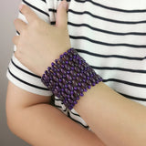 Dark Purple Wood Beads Cuff Bracelet for Women