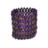Dark Purple Wood Beads Cuff Bracelet for Women