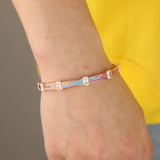 Red Colorful CZ Stone Bangle BOHO Square Bracelet