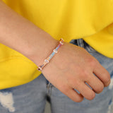 Red Colorful CZ Stone Bangle BOHO Square Bracelet