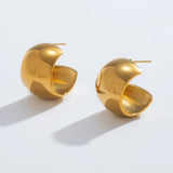 Bold C Hoop Earrings for Women Minimalist Half Sphere Hoop Jewelry