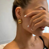 Bold C Hoop Earrings for Women Minimalist Half Sphere Hoop Jewelry