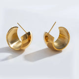 Bold C Hoop Earrings for Women Minimalist Half Sphere Hoop Jewelry