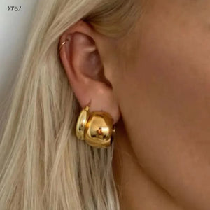 Bold C Hoop Earrings for Women Minimalist Half Sphere Hoop Jewelry