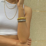 Wide Elastic Stainless Steel Bangle for Women