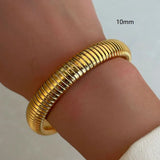 Wide Elastic Stainless Steel Bangle for Women