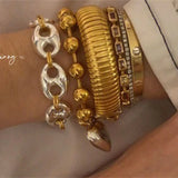Wide Chunky Bangles for Women Stainless Steel Bold Thick Minimalist