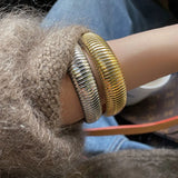 Wide Chunky Bangles for Women Stainless Steel Bold Thick Minimalist