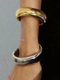 Wide Chunky Bangles for Women Stainless Steel Bold Thick Minimalist