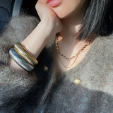Wide Chunky Bangles for Women Stainless Steel Bold Thick Minimalist