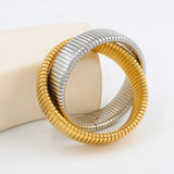 Wide Stripe Stainless Steel Bangles for Women