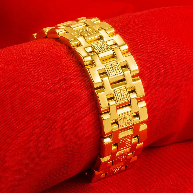 Thickened Tank Bracelet 24K Plated S Clasp Wedding Jewelry