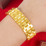 Wide Thickened Blessing Tank Bracelet 24K Plated S Clasp Wedding Jewelry
