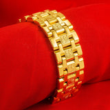 Wide Thickened Blessing Tank Bracelet 24K Plated S Clasp Wedding Jewelry