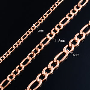 Stainless Steel Classic Link Chain Long Necklace Rose 3mm/4.5m/6mm