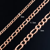 Stainless Steel Classic Link Chain Long Necklace Rose 3mm/4.5m/6mm