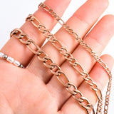 Stainless Steel Classic Link Chain Long Necklace Rose 3mm/4.5m/6mm