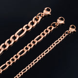 Stainless Steel Classic Link Chain Long Necklace Rose 3mm/4.5m/6mm
