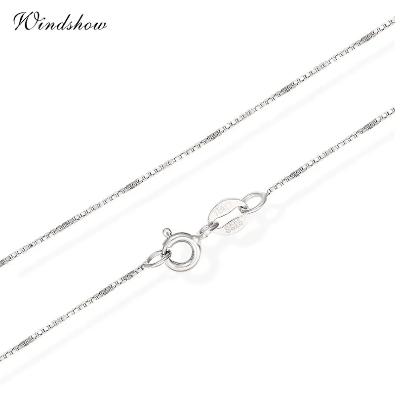 925 Sterling Silver Slim Box Chain Choker Necklace 16''