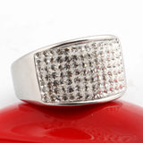 14mm Clear Crystal Wedding Ring Stainless Steel Female Party Accessories