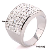 14mm Clear Crystal Wedding Ring Stainless Steel Female Party Accessories