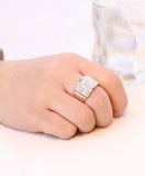 14mm Clear Crystal Wedding Ring Stainless Steel Female Party Accessories