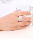 14mm Clear Crystal Wedding Ring Stainless Steel Female Party Accessories
