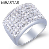 14mm Clear Crystal Wedding Ring Stainless Steel Female Party Accessories