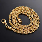 Stainless Steel Twisted Rope Chain Necklace for Men Women