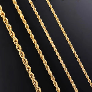 Stainless Steel Twisted Rope Chain Necklace for Men Women