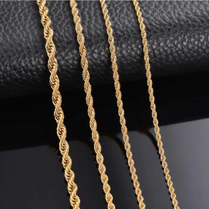Stainless Steel Twisted Rope Chain Necklace for Men Women
