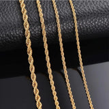 Stainless Steel Twisted Rope Chain Necklace for Men Women