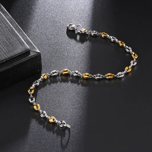 Coffee Beans Chain Bracelet Two Tone Stainless Steel