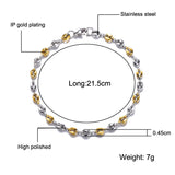 Coffee Beans Chain Bracelet Two Tone Stainless Steel