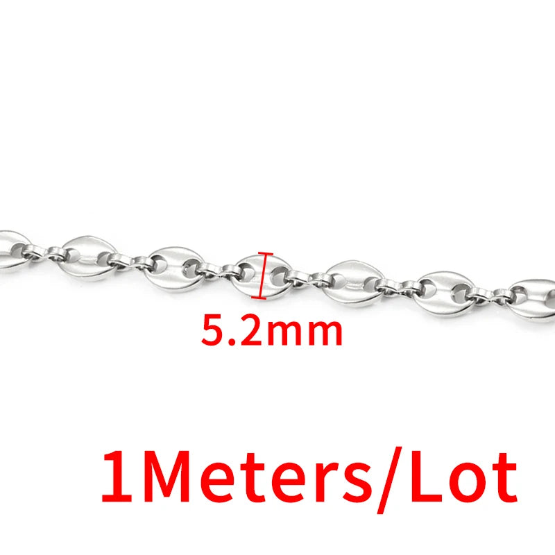 5.2mm Stainless Steel Coffee Chains Plated 18K Gold for Jewelry Making