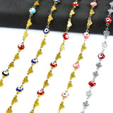 6MM Stainless Steel Chain Heart Evil Eye Lucky Eye Bead Charms Women Necklace